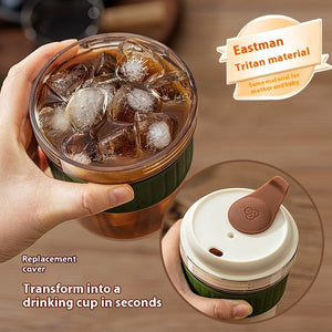 500ML Leak-Proof Iced Coffee Cup with Ice Cube Tray – Portable Cold Brew Bottle