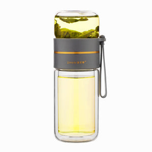 Glass Tea Infuser Bottle – Double Wall Leak-Proof Water Bottle 450ML