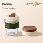 500ML Leak-Proof Iced Coffee Cup with Ice Cube Tray – Portable Cold Brew Bottle