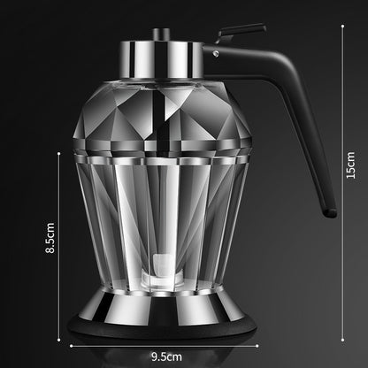 Coffee dripper with dimensions on a dark background
