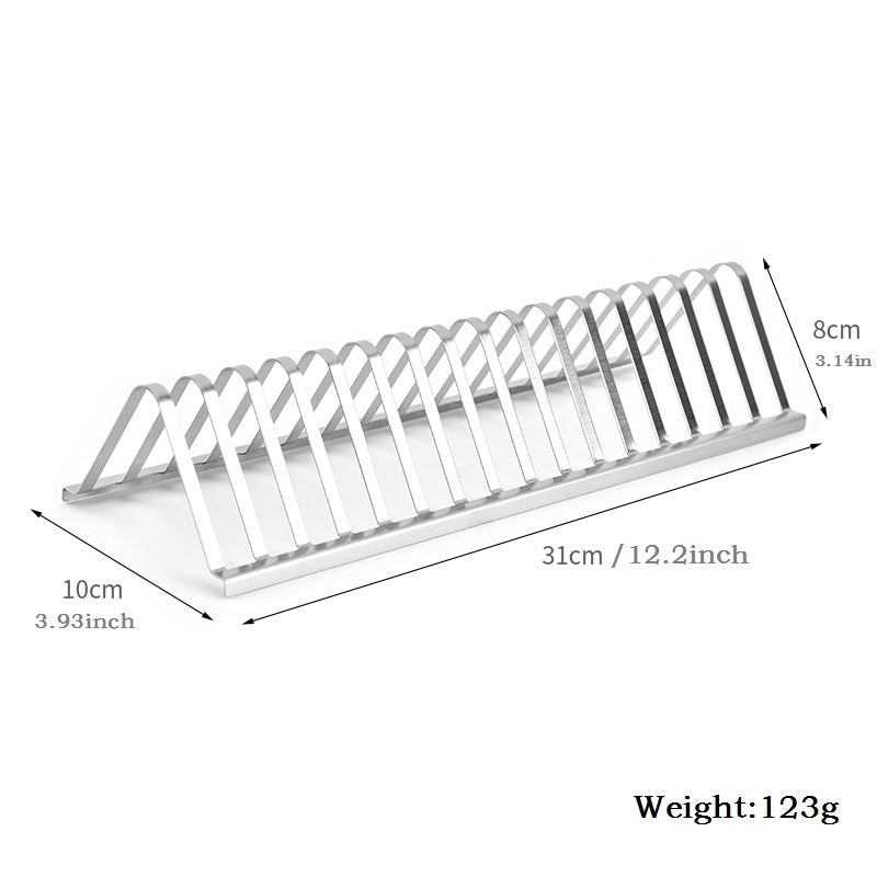 White dish rack with dimensions and weight on a white background