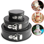 3PCS Non-Stick Round Cake Mold Set – Carbon Steel Baking Pan Tray
