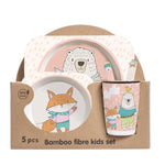 5PCS Baby Bamboo Tableware Set – Natural Eco-Friendly Kids Dinnerware