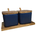 Ceramic Seasoning Jar Set – Household Spice Box with Wooden Lid