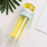 Glass Tea Infuser Bottle – Double Wall Leak-Proof Water Bottle 450ML