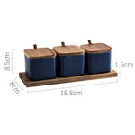 Ceramic Seasoning Jar Set – Household Spice Box with Wooden Lid