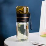 Glass Tea Infuser Bottle – Double Wall Leak-Proof Water Bottle 450ML