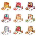 5PCS Baby Bamboo Tableware Set – Natural Eco-Friendly Kids Dinnerware