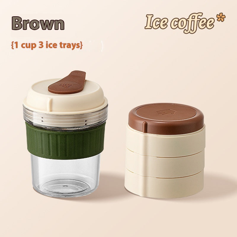 500ML Leak-Proof Iced Coffee Cup with Ice Cube Tray – Portable Cold Brew Bottle