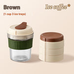 500ML Leak-Proof Iced Coffee Cup with Ice Cube Tray – Portable Cold Brew Bottle
