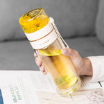 Glass Tea Infuser Bottle – Double Wall Leak-Proof Water Bottle 450ML
