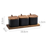 Ceramic Seasoning Jar Set – Household Spice Box with Wooden Lid