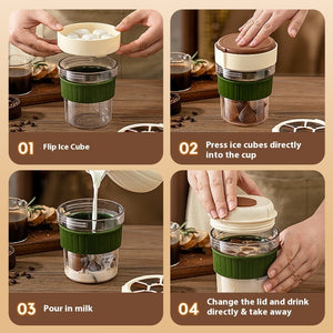 500ML Leak-Proof Iced Coffee Cup with Ice Cube Tray – Portable Cold Brew Bottle
