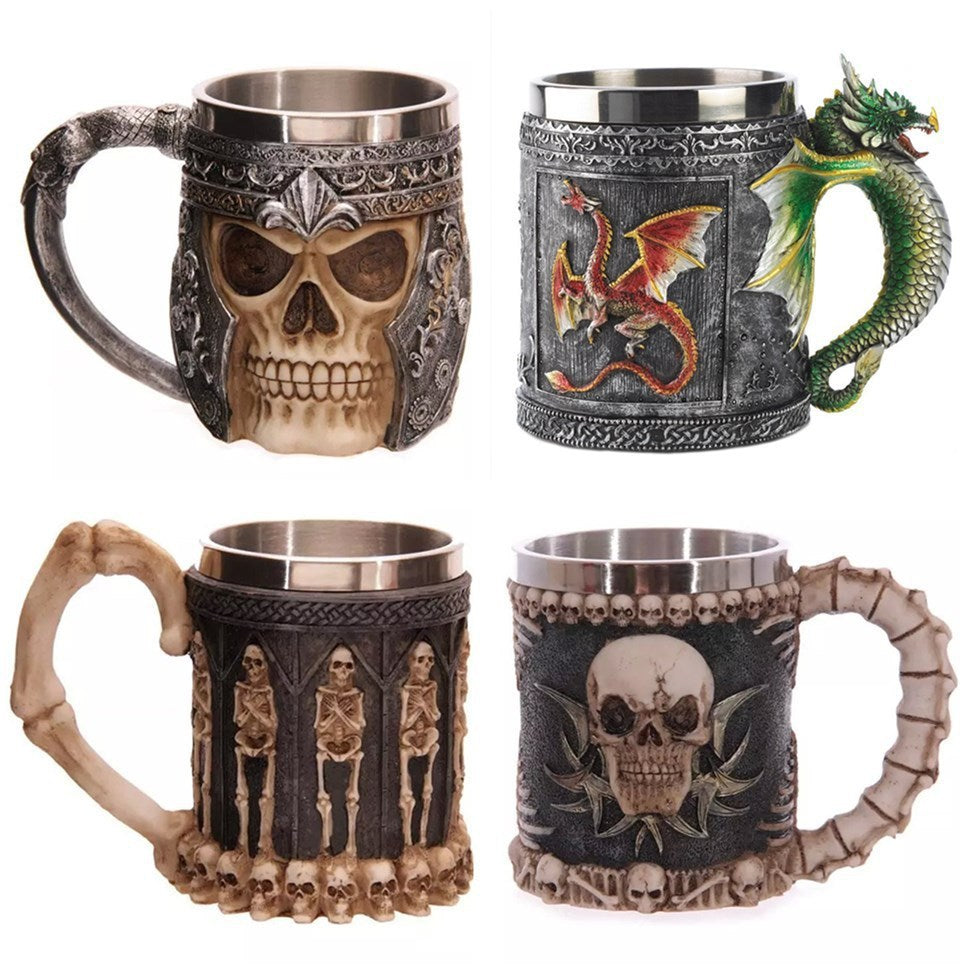 400ML 3D Skull Mug – Stainless Steel Creative Coffee & Tea Cup