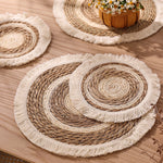 Tassel Grass Insulated Dining Table Mat – Round Cotton Heat-Resistant Pad