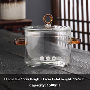 Borosilicate Glass Pot – Household Heat-Resistant Glass Cooking Pot 1.5L