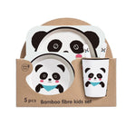 5PCS Baby Bamboo Tableware Set – Natural Eco-Friendly Kids Dinnerware