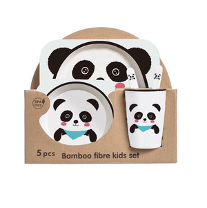 5PCS Baby Bamboo Tableware Set – Natural Eco-Friendly Kids Dinnerware