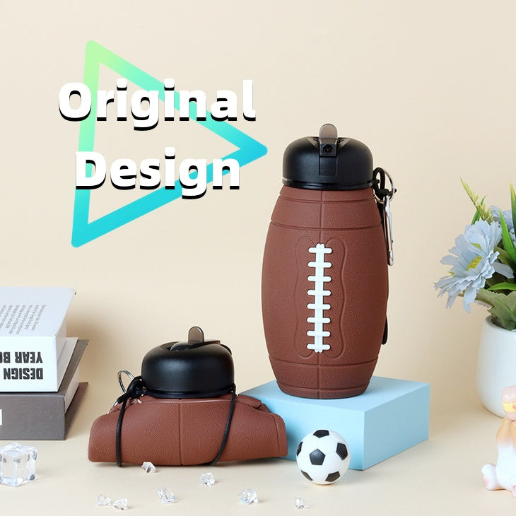 Collapsible Sports Water Bottle – Leak-Proof Reusable Silicone Football Bottle