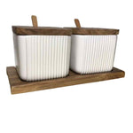 Ceramic Seasoning Jar Set – Household Spice Box with Wooden Lid