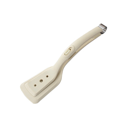 Beige handheld device on a white background