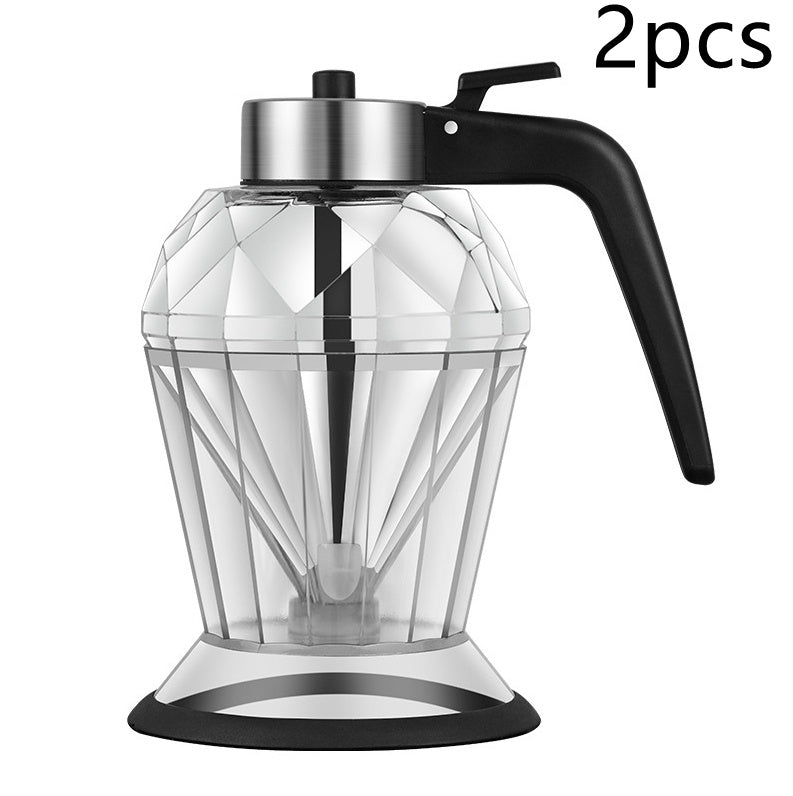 Diamond Glass Oil Jug – 200ML Drip-Free Press Dispenser for Kitchen