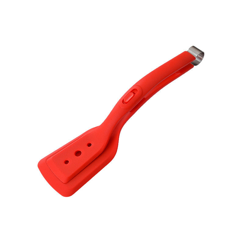 Red tool handle with a metallic end on a white background
