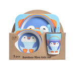 5PCS Baby Bamboo Tableware Set – Natural Eco-Friendly Kids Dinnerware