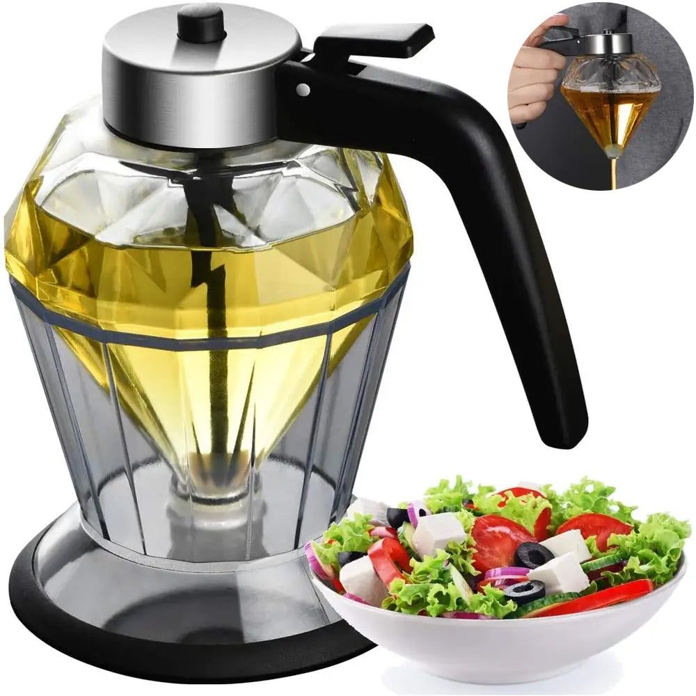 Diamond Glass Oil Jug – 200ML Drip-Free Press Dispenser for Kitchen