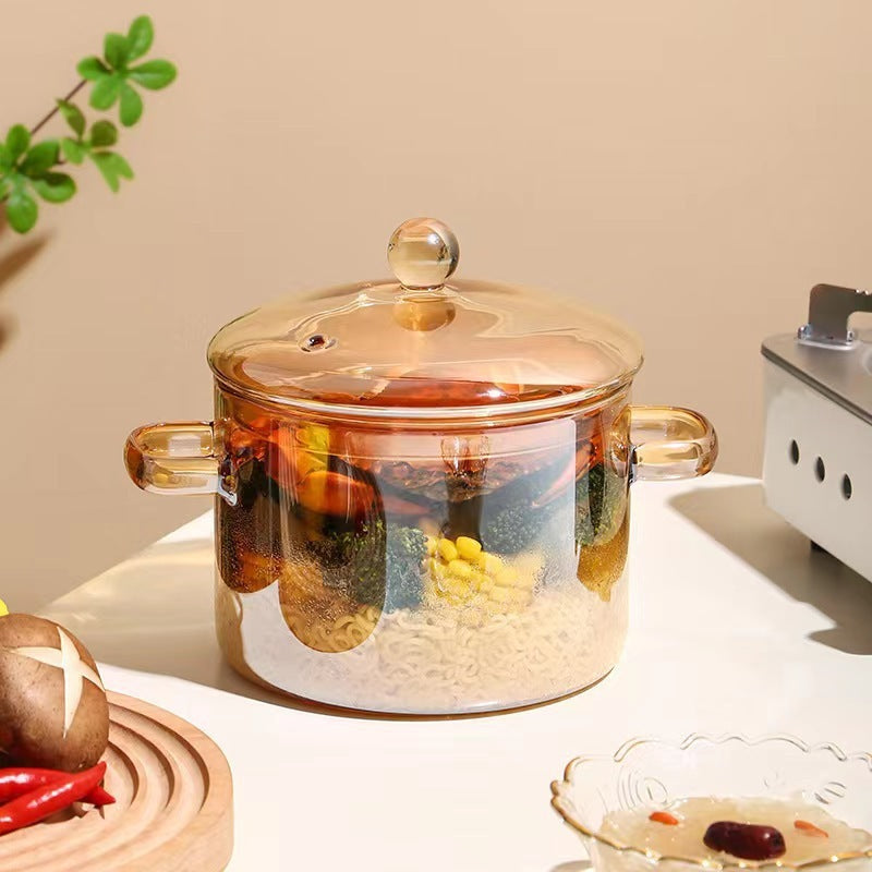 Borosilicate Glass Pot – Household Heat-Resistant Glass Cooking Pot 1.5L